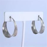 Pair of estate James Avery sterling silver hammered finish hoop earrings: post-backs, 1 1/8", 6.7 gms