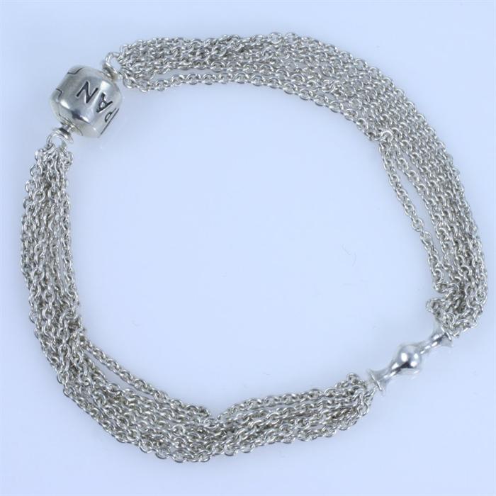Estate Pandora sterling silver charm bracelet: 7", 14.6 gms
