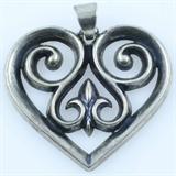 Estate James Avery sterling silver heart pendant: 1 1/4", 8.3 gms