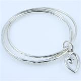 Estate James Avery sterling silver triple bangle heart bracelet: 2 1/2", 38.7 gms