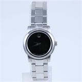 Estate Movado stainless steel wristwatch: 11/16" case, Swiss quartz movement, 7 1/2" bracelet, sapphire crystal, water resistant, 84 E4 1846 / 8221613. Watch is running.