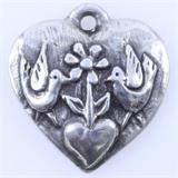 Estate Jeep Collins sterling silver heart charm: 3/4", 3.4 gms