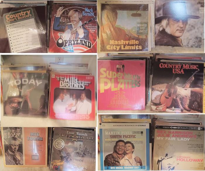 Large record album collection: show tunes, classical, country and classics