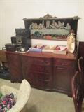 MAHOGANEY BUFFEY AND RELIGOUS ITEMS
