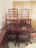 MAHOGANEY DINING TABLE AND CHAIRS