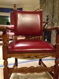 Leather and wood arm chair