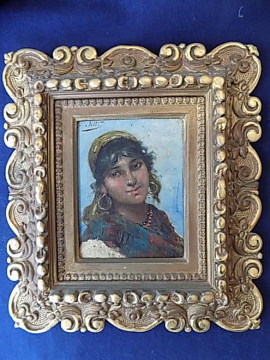 Antique Gypsy oil painting