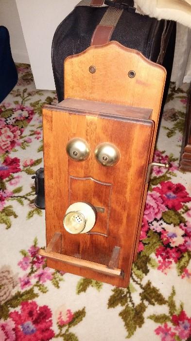 faux antique phone liquor cabinet