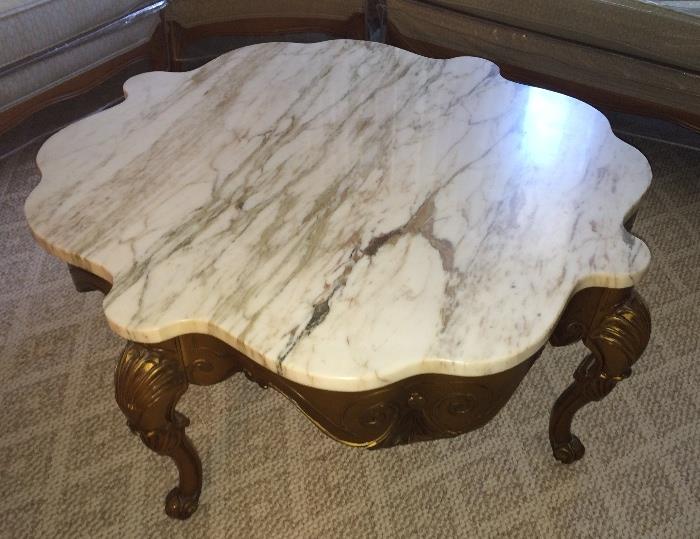 Matching marble top coffee table 