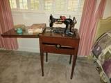 SINGER SEWING MACHINE, IN ORIGINAL ART DECO CABINET