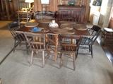 Vintage Drop Leaf Farm Table $ 250.00 / 4 Chairs  $40.00 each - 2 captain's chairs $ 50.00 each.