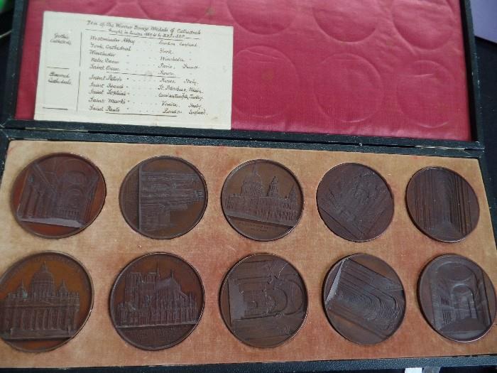 Wiener bronze medals of cathedrals dated 1859-61