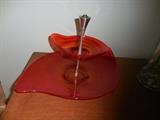Mid Century Orange Glass 2 Tier Serve Ware