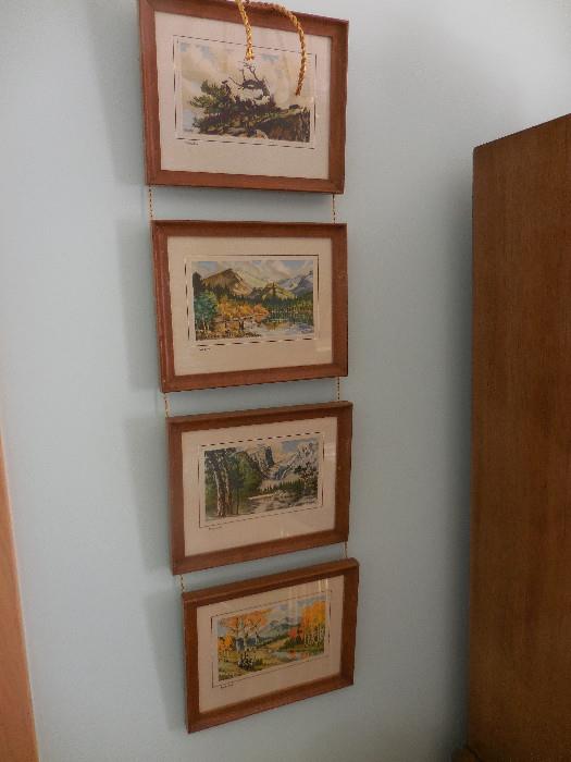 Mid Century Framed Prints Set