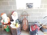 Out Door Santas.Toro Snow Blower.Vintage sled