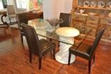 Glass Top Dinning Room Table w/  Column Base