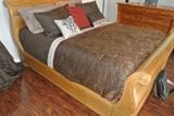 Queen Size Pine Sleigh Bed