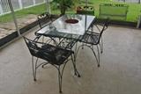 Meadowcraft Metal Patio Table w/ Glass Top and 4 chairs 