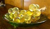 Large glass grapes and hand blown glass bowl