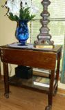 Oak drop leaf tea cart