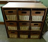 Wood and wicker organizer