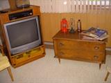 Older TV in cabinet, 2 drawer low dresser, Lanterns