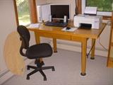 Office chair, library table, Dell computer