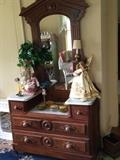 Antique marble top dresser with mirror