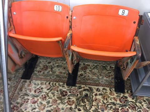 Pair of Original Tiger Stadium Orange Seats Chairs