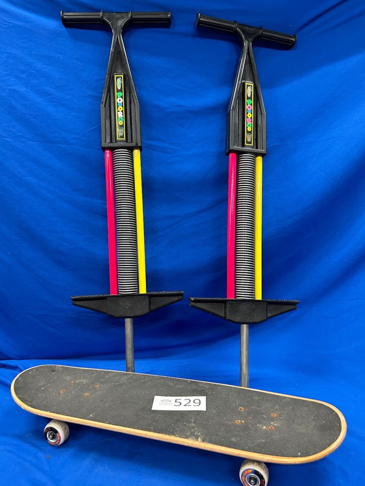529 Pogo Sticks & Skateboard bidding ends 1/27 10.00