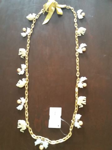 ELEPHANT NECKLACE GOLD TONE BONE 42" BY ICE