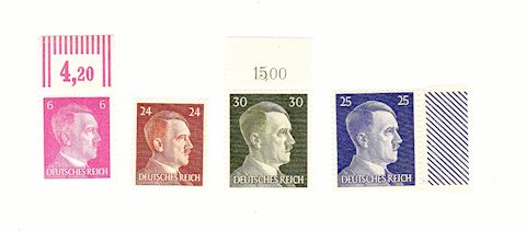 4 Adolf Hitler & 3 Old U.S. Stamps