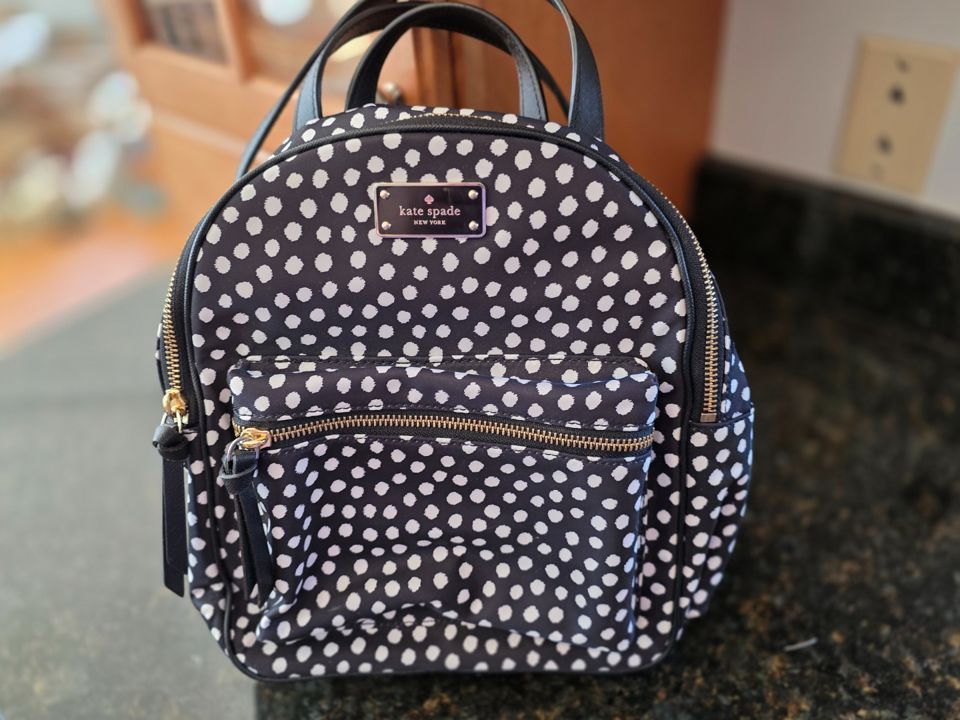 Kate Spade Backpack Wilson Road Black White Polka Dots  display picture 3