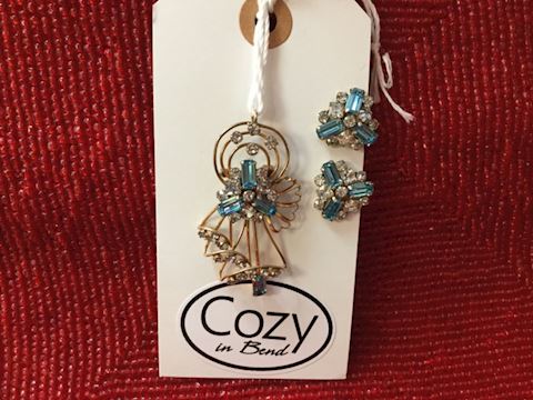 3 pc vintage earring pin set topaz 12kt GF