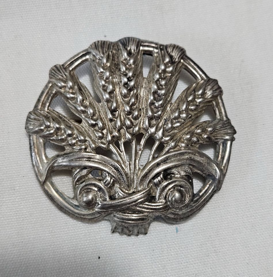 Vintage Sterling Silver SHEAF OF WHEAT Brooch Pin bidding ends 12