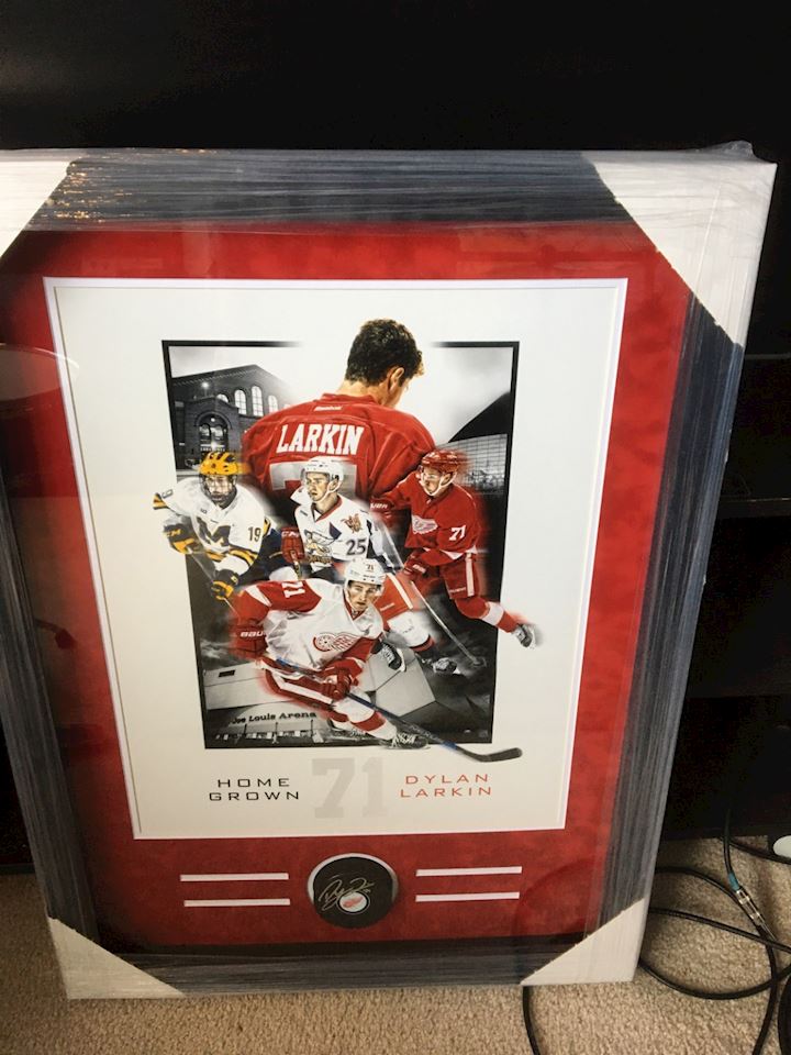 Dylan Larkin picture with signed puck, Desks, Lamps, piano, round table & chairs  - NORTHVILLE