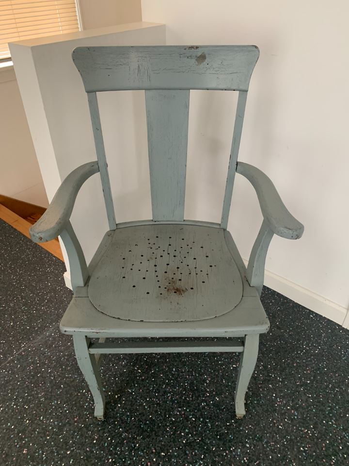 Antique Painted Grey Wooden Chairs bidding ends 4/7 5.00