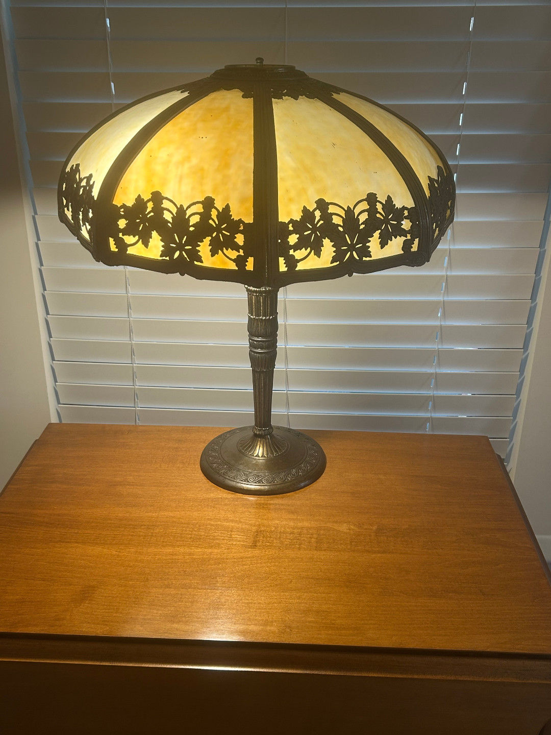 Slag Keys Art Nouveau-Style Slag Glass Table Lamp bidding ends 11/1 $400.00 ...