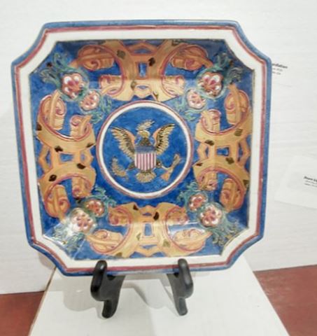 Antique Hand Painted Plate USA Commemorative