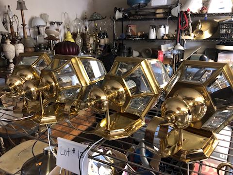 4 outdoor Brass Sconce Light Fixtures Lot 15
