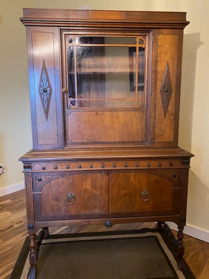 Vintage 1930’s Jacobean Style Breakfront Cabinet