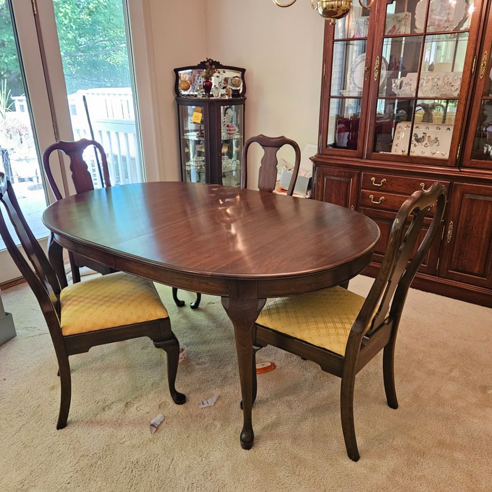 BUY ONLINE - 50% OFF! - sectional, Cherry stained DR table & chairs, china cabinet - NORTHVILLE