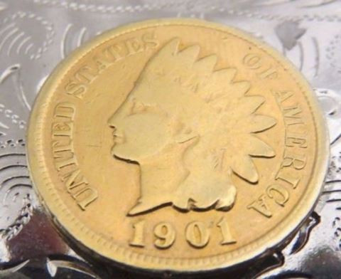 USA 1901 Indian Head Cent Coin Buckle