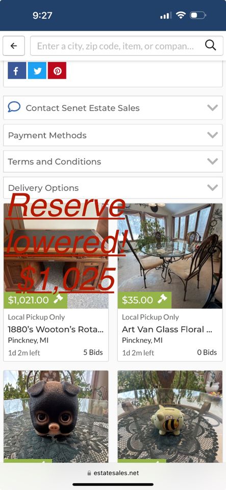 An Online Auction in Pinckney Michigan