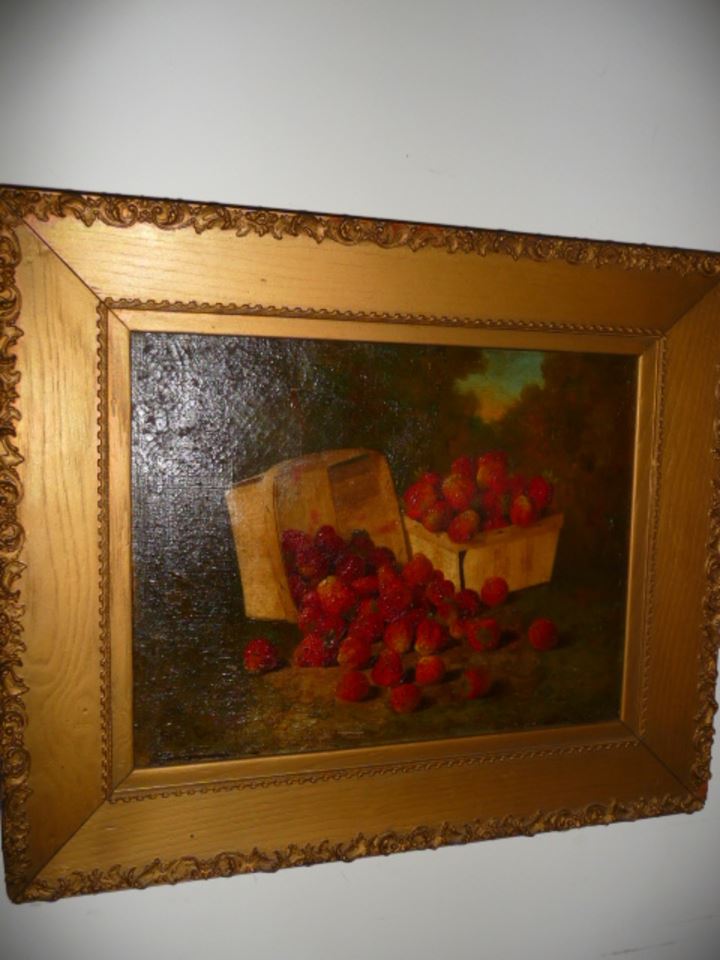 BRYANT CHAPIN 1904 Original Still Life PAINTING Strawberries