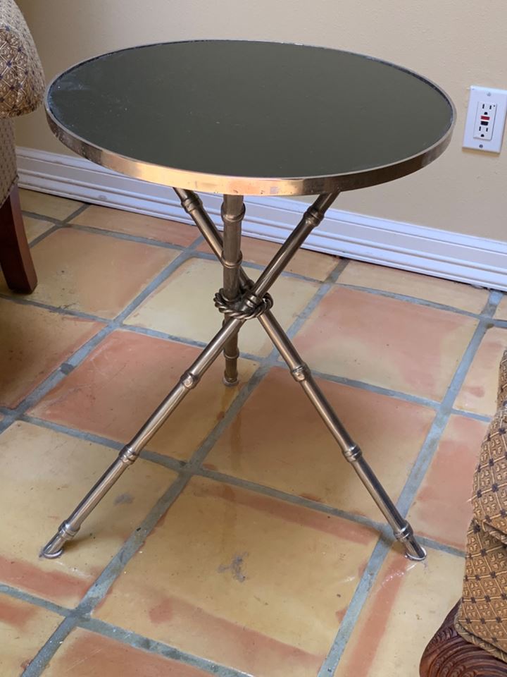 Black and silver round side table bidding ends 6/15 45.00