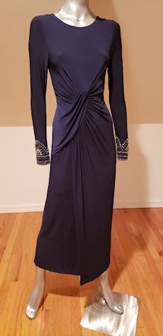 Vtg Vince Camuto Draped Embellished Maxi Dress