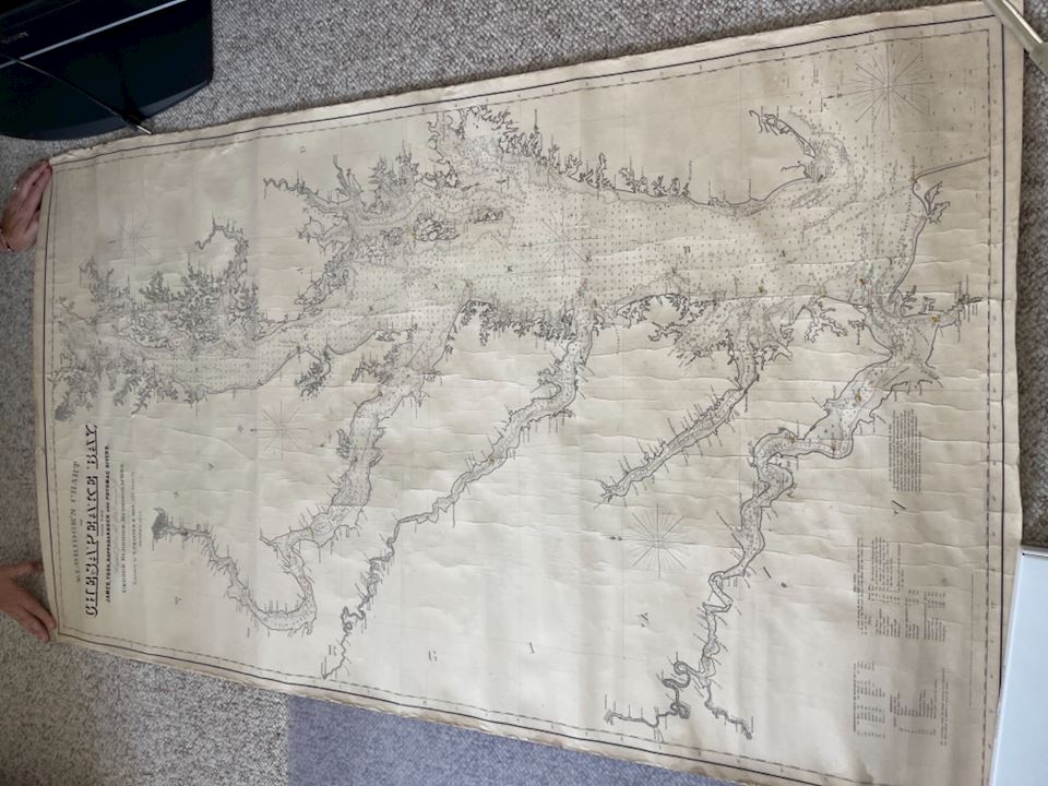 Rare 1873 George Eldridge antique chart map of the Chesapeake Bay