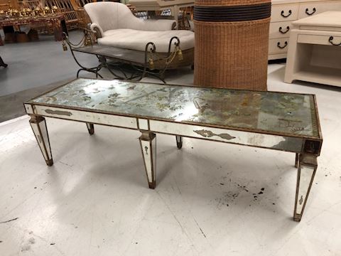 Vintage reverse painted mirrored eglomised table