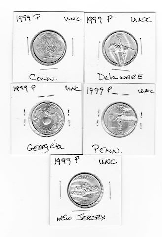 First 5 state quarters uncirculated